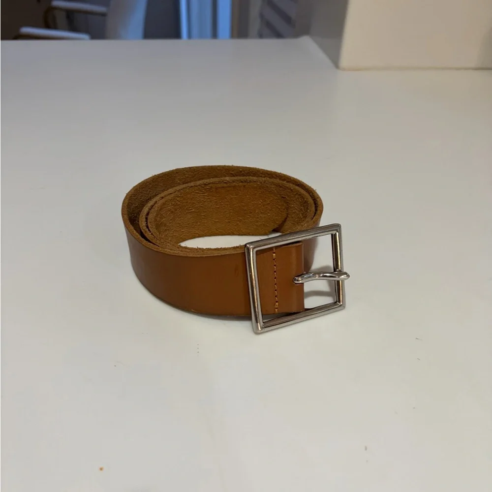Tan Leather women Belt with Silver Buckle
